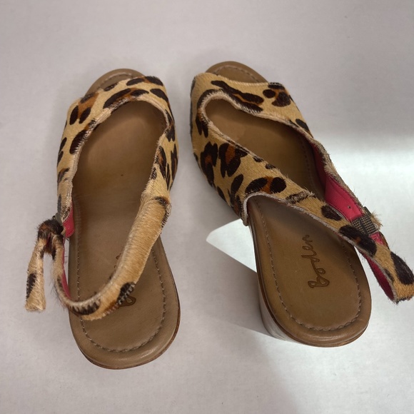 BODEN Size 42/10.5 Wood Leopard Calf Hair Platform Heals Funky Slingback Retro - Picture 4 of 10